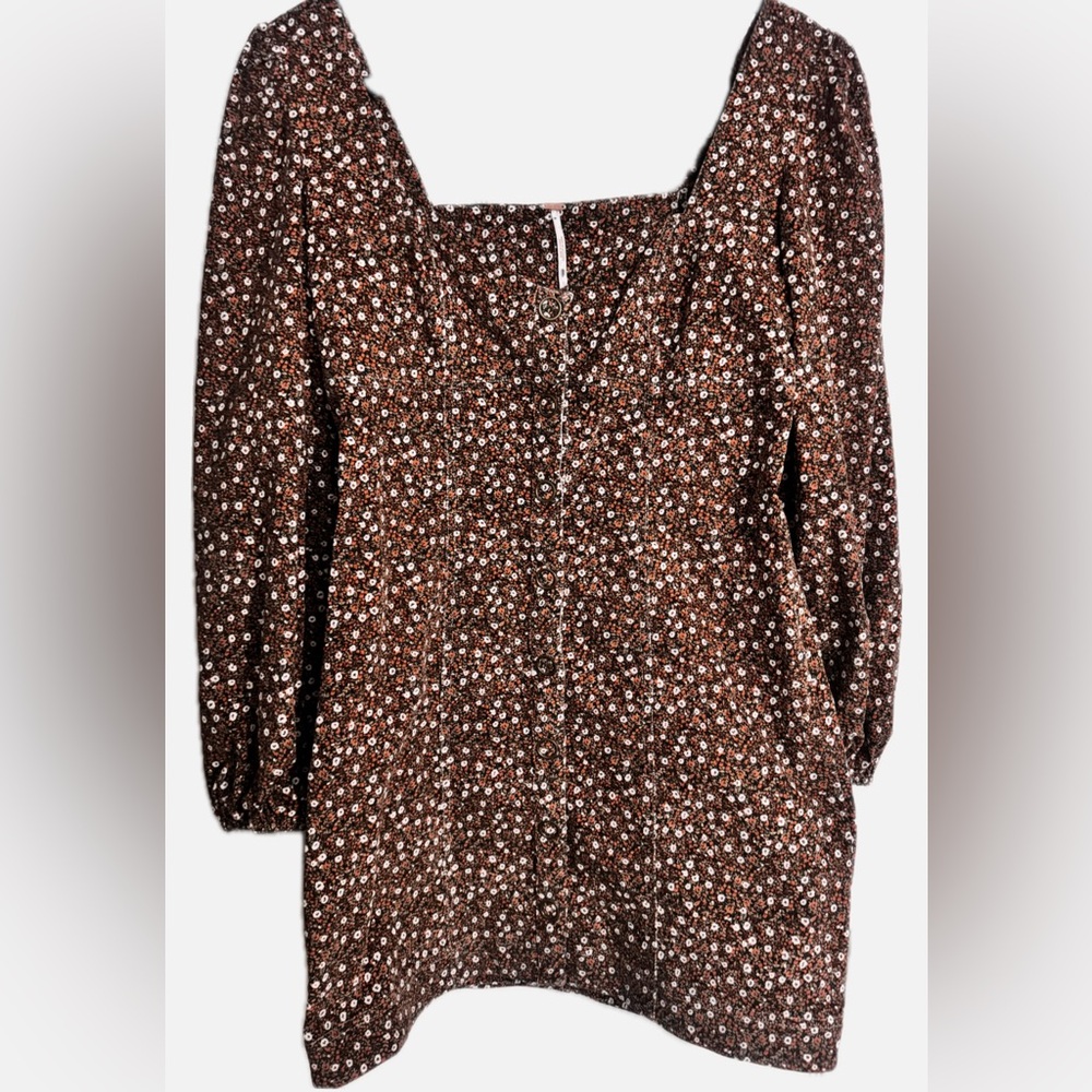 Free People Brown Floral Mini Dress